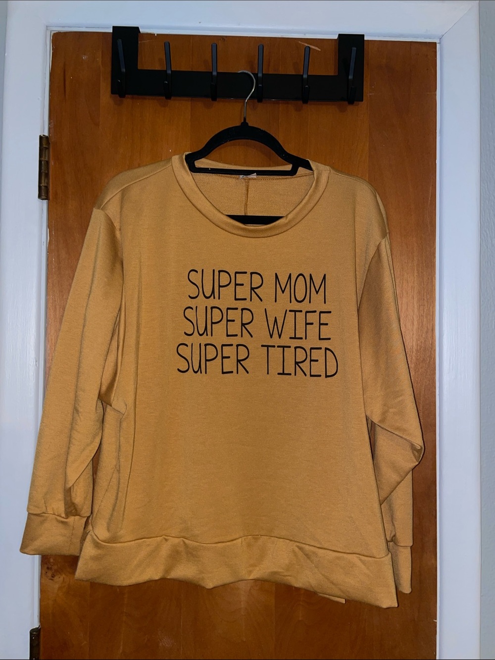 Mustard Yellow "Super Mom Super Wife Super Tired" Crewneck Sweatshirt